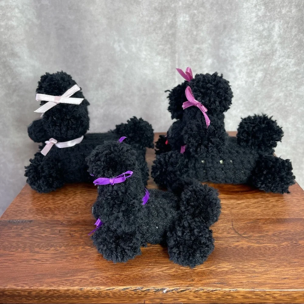 3 Crochet Black Poodle Soap Holders Handmade